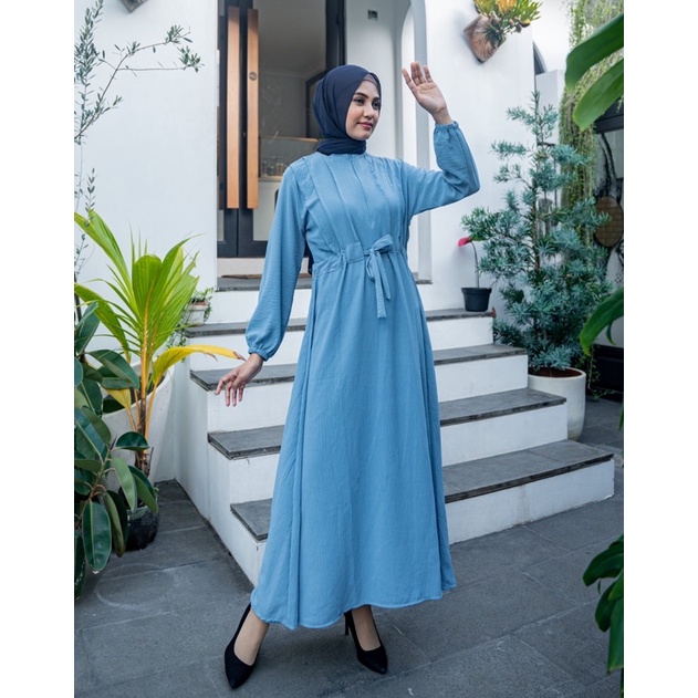 JOSHIN Amira Long Dress Gamis - Dress Wanita Crinkle Hijab Friendly