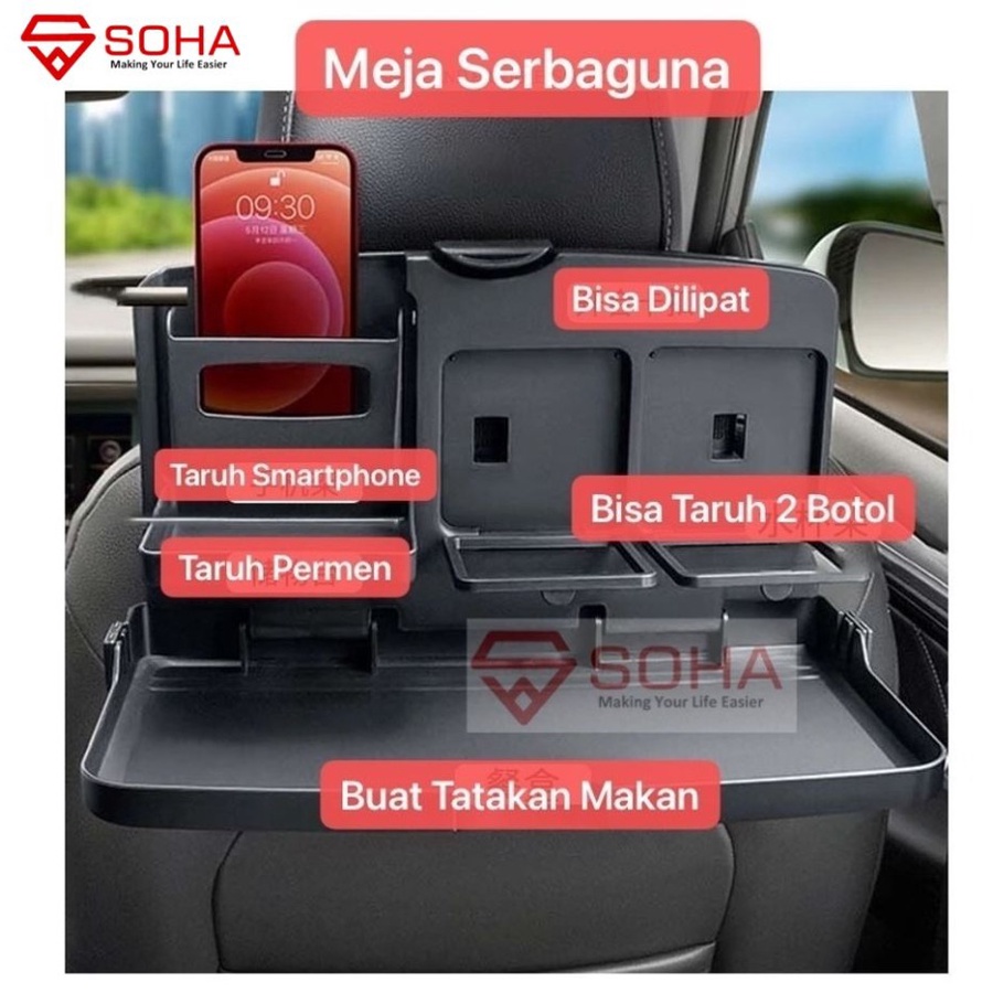 AM-55 Meja Makan Mobil Rak Holder Botol Minuman Tempat Rak Makan Lipat