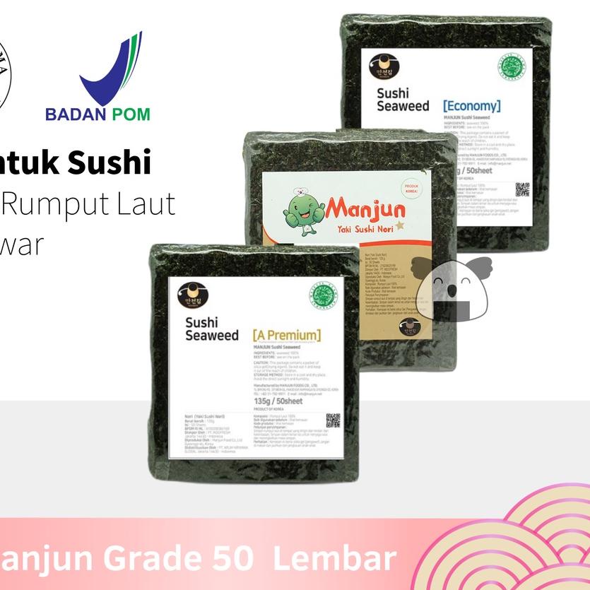 

➮ MANJUN Sushi Nori Kimbab 50 S Halal │ Nori Gimbab Import Lembar Rumput Laut. ←
