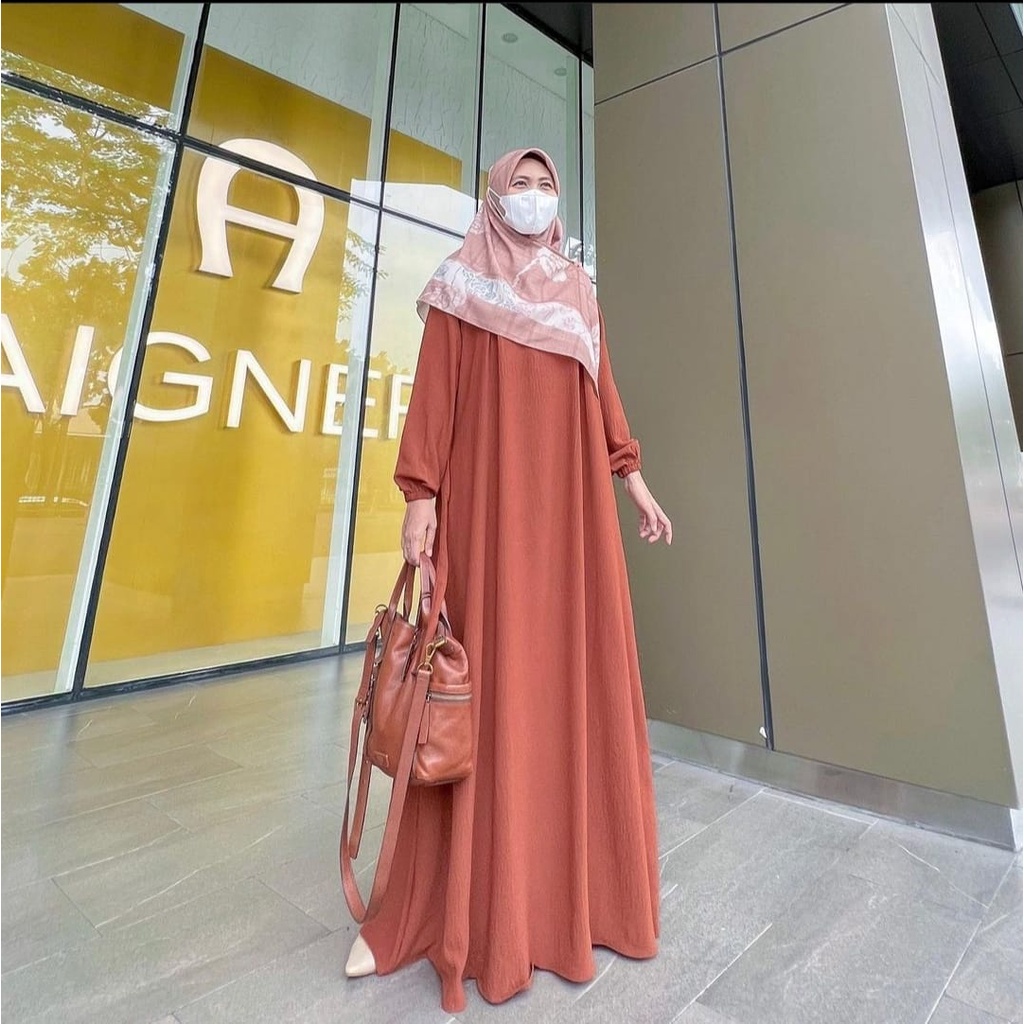 Gamis crinkle premium airflow | tamara dress | fashion muslim syari | MAURA DRESS