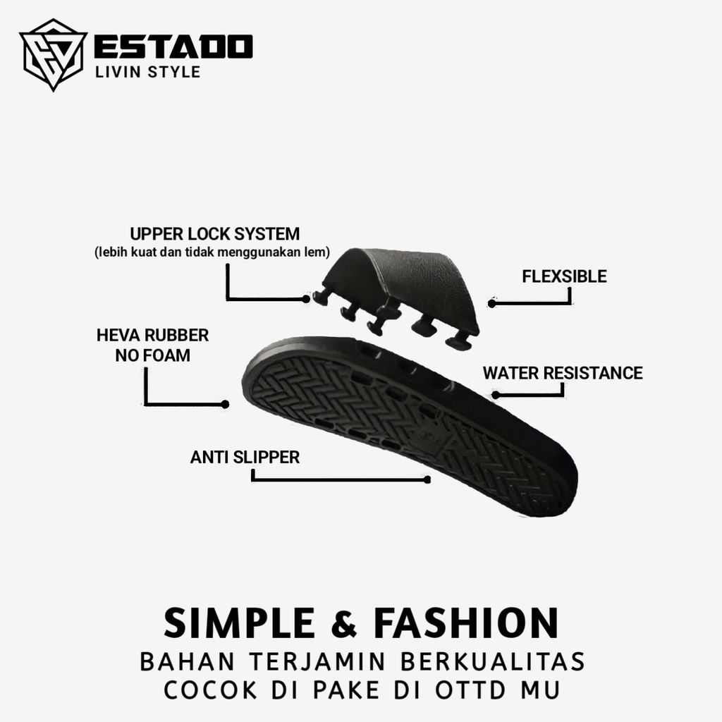 Sandal Estado/Sandal Slop/Sandal Slide siize 36 - 45