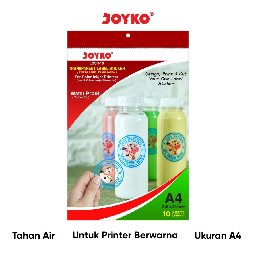 Kertas Stiker Label Transparan Joyko LBSR-10 A4 / Transparent Sticker