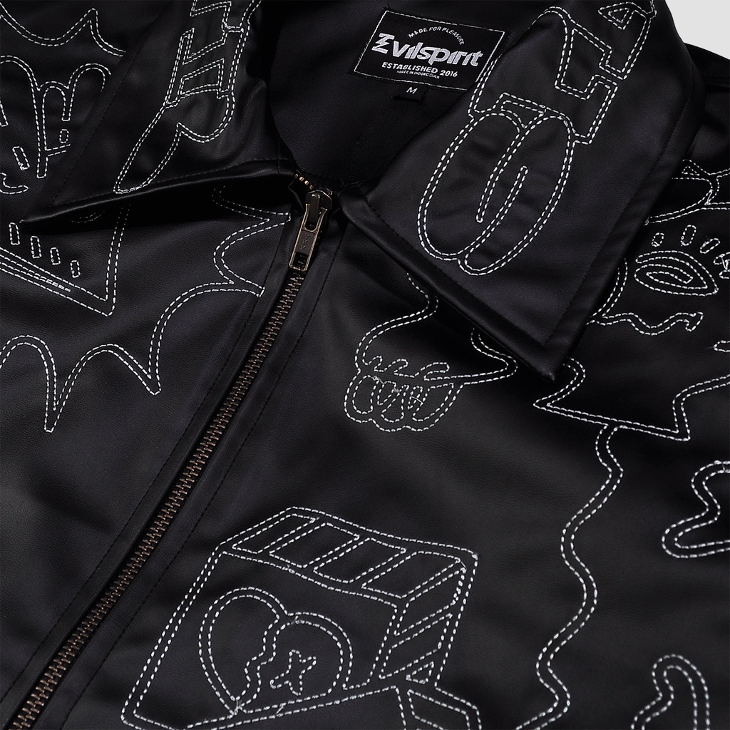 EVILSPIRIT LEATHER JAKCET - XYLIA BLACK UNISEX