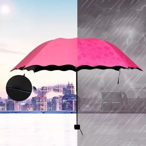 (MLTSTR) Payung Lipat 3D Magic Polos Payung Magic Umbrella 3D Kena Hujan Keluar Motif Bunga