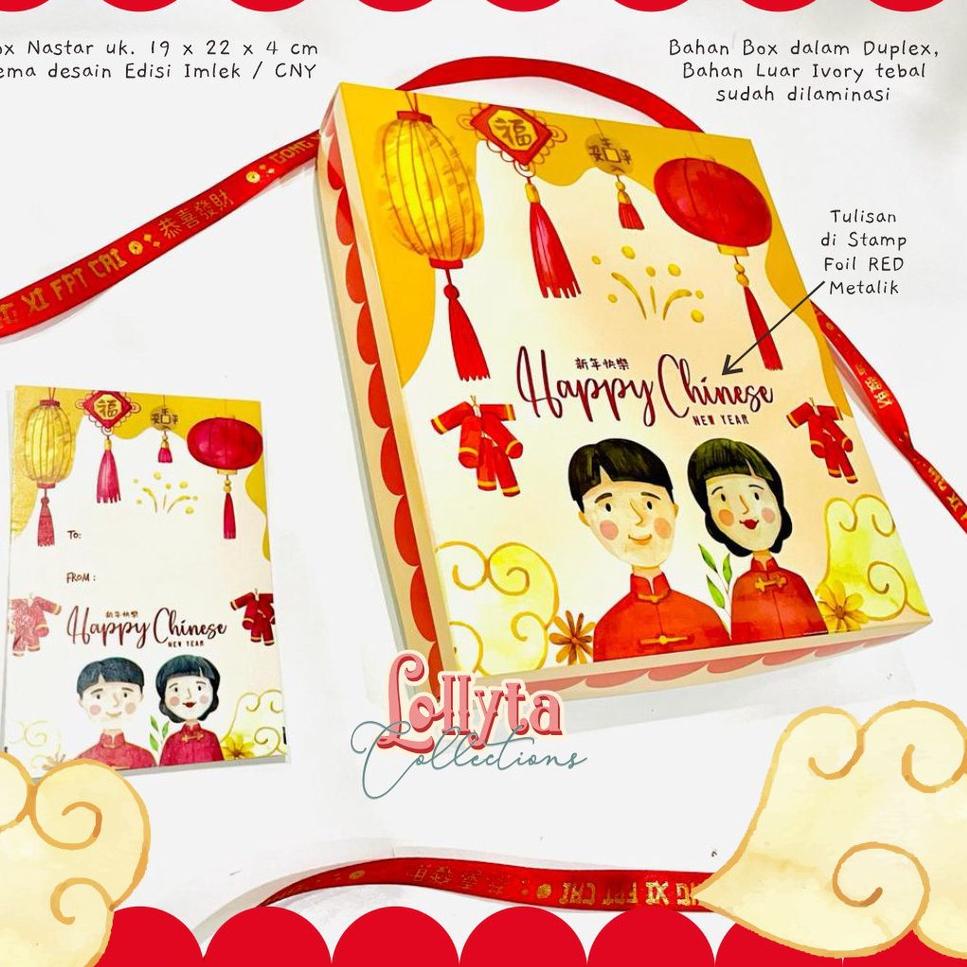 

Cuma disini Box sekat mika Natal Box Nastar Imlek / CNY Tema Congsam Boy & Girl