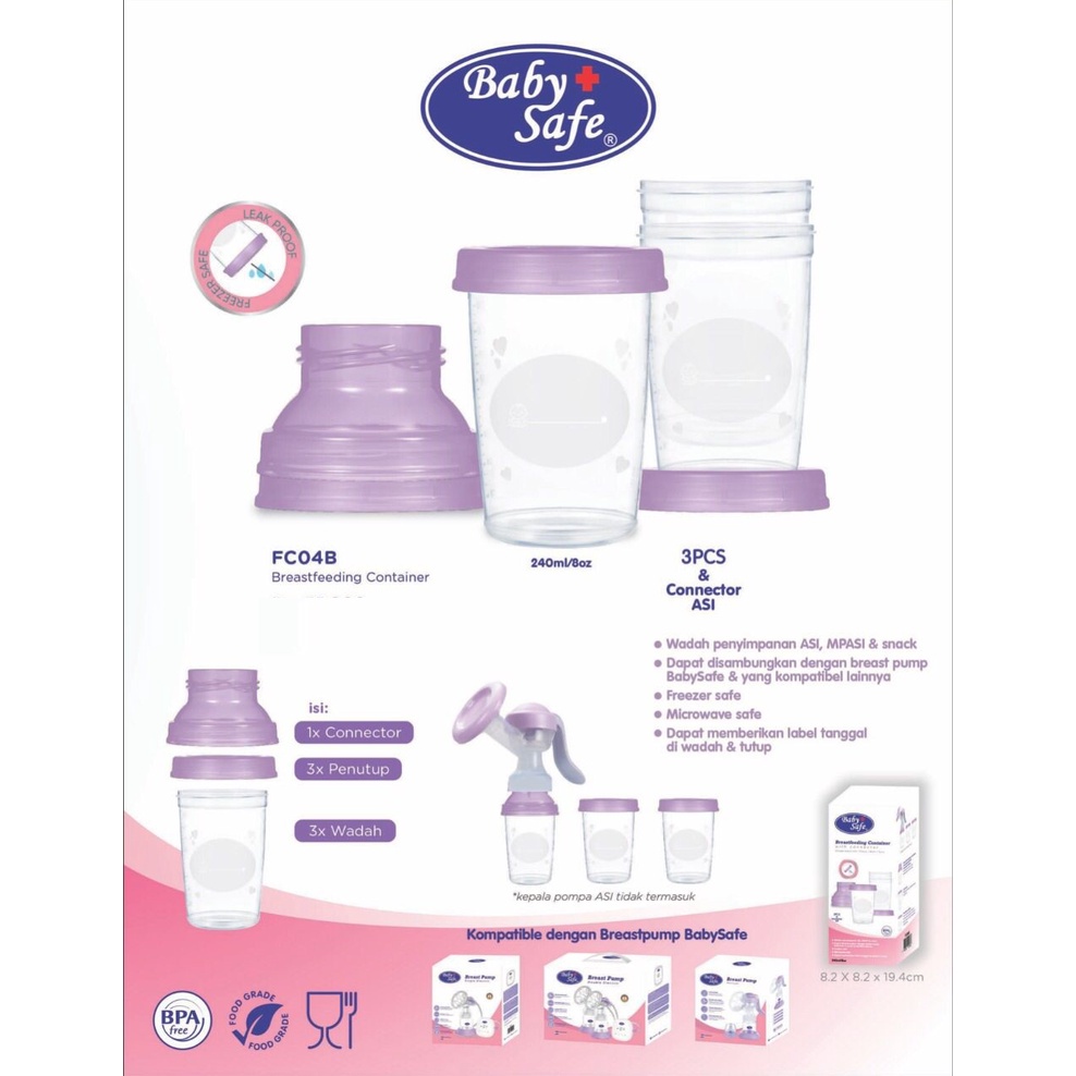 Baby Safe FC04B Breastfeeding Container - Wadah Simpan ASI