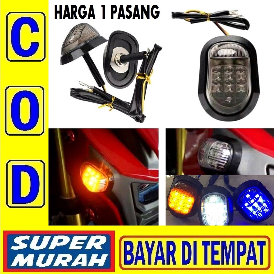 KUL 4CD Sein assy kodok lampu sen universal ninja rr mono klx r15 vixion dll variasi tempel oval cem