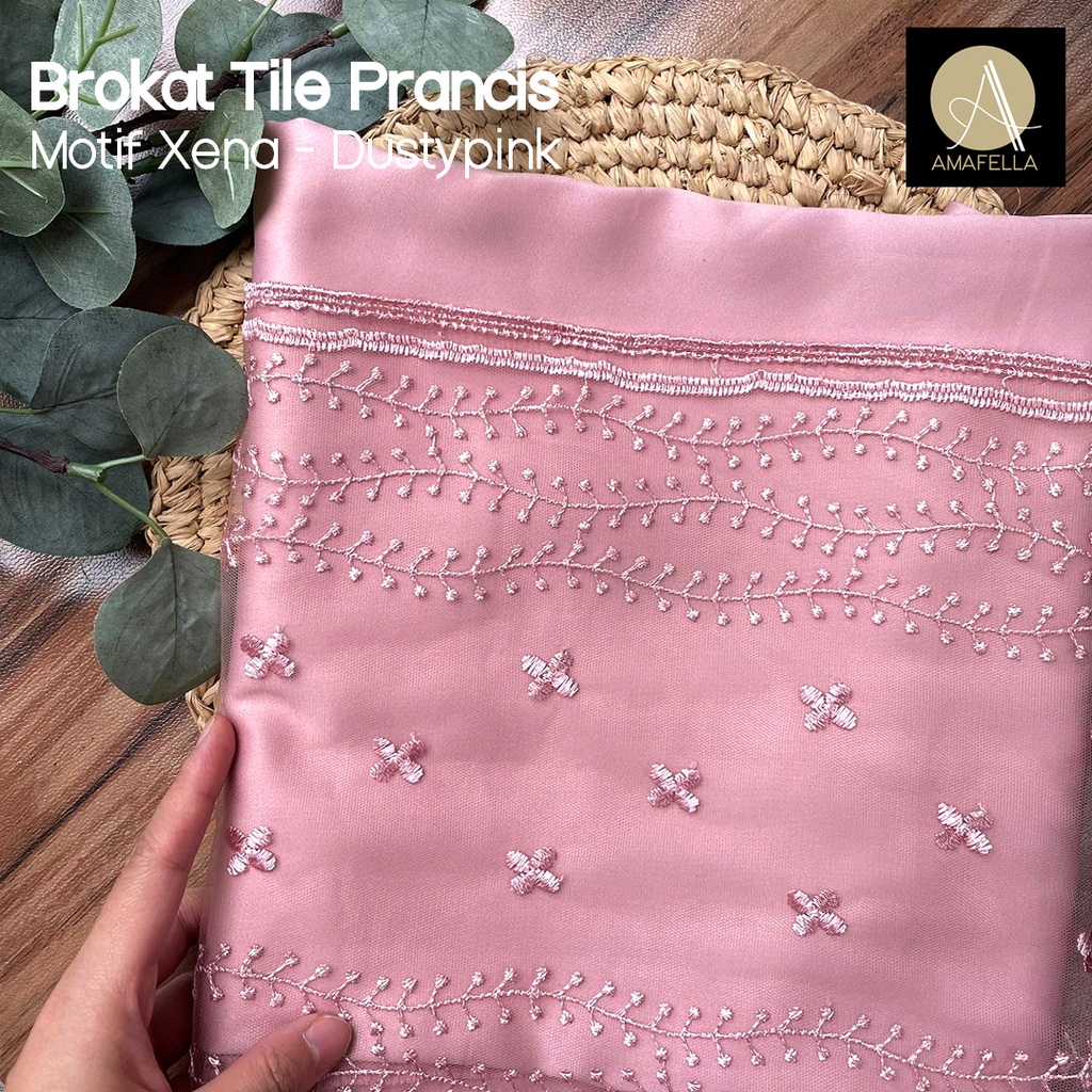 1/2 meter Kain Brokat Brukat Tile Prancis Bahan Kebaya Motif Xena