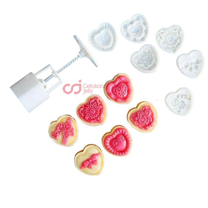 CJ Cetakan Nastar Taiwan Moon Cake Love Hati 50 Gr 6 Model Kue Kering