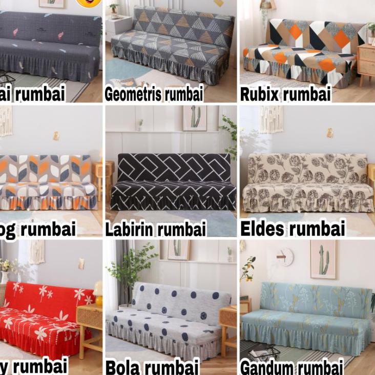 ✲ Cover sofa bed INFORMA,GOTHAM,IVARO elastis Sarung RUMBAI penutup sofa bed ●