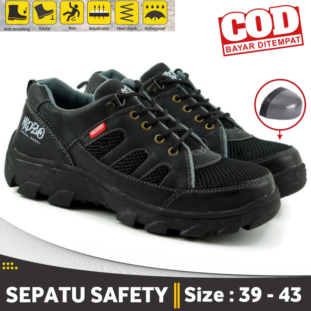 Jual Sepatu Safety Pria Casual Outdoor Kerja Lapangan Ujung Besi Kekinian Original Terbaru Hipzo