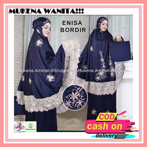 Mukena Dewasa Jumbo Terbaru 2022 2023 Bahan Rayon Silk Adem Putih Plisket Premium Renda Mewah Free T