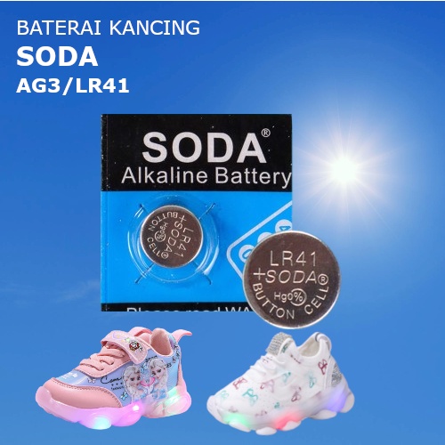Baterai Sepatu LED Anak Merek Soda Berkualitas Baterai Kancing AG3/LR41