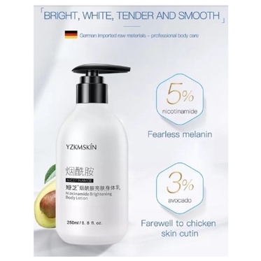 Original YZKMSKIN Body Lotion Pemutih Kulit Tubuh/Badan Essence Niacinamide Brightening 250ml