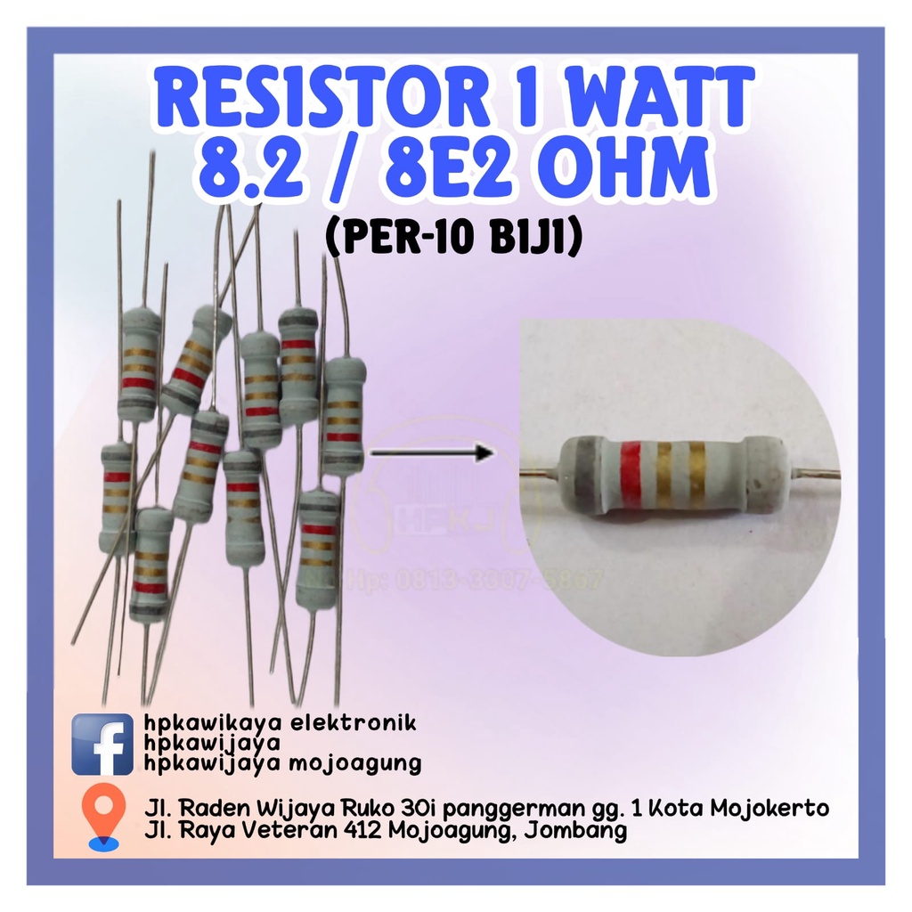( 40PCS ) RESISTOR 1 WATT 8.2 OHM 1watt 8,2 ohm R 1 watt 8E2 ohm