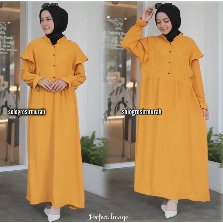 Jasmine Gamia Crincle Airflow Ld110cm/Gamis Polos Rempel Busui Premium