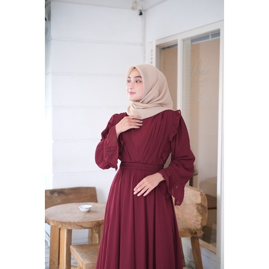 Laudya Dress| Dress korea| dress simple| dress korea lengan panjang| dress korea hijab| midi dre