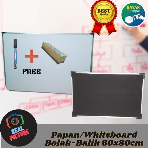 

Terlaris Vf580 Witeboard Papan Tulis Dua Sisi Spidol Dan Kapur Ukuran 80X60 Cm