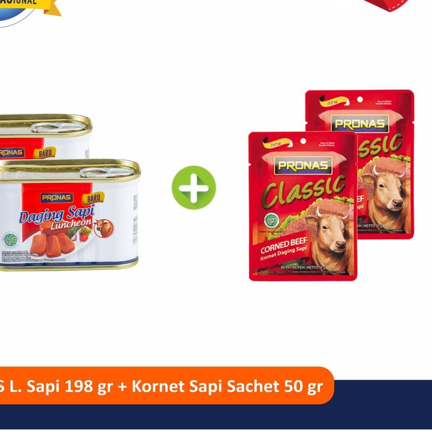 

⅍ PRONAS Paket Exclusive Beef Luncheon 198g & Kornet Sapi Ori 50g bundling 4pcs ☇
