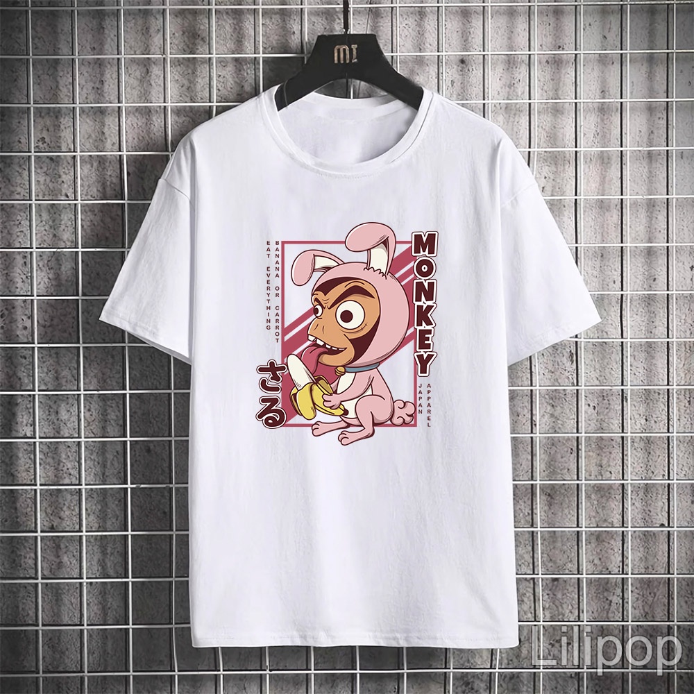 Lilipop Kaos Tshirt  monkey Pria Baju Distro Basic Lengan Pendek Cowok Kasual