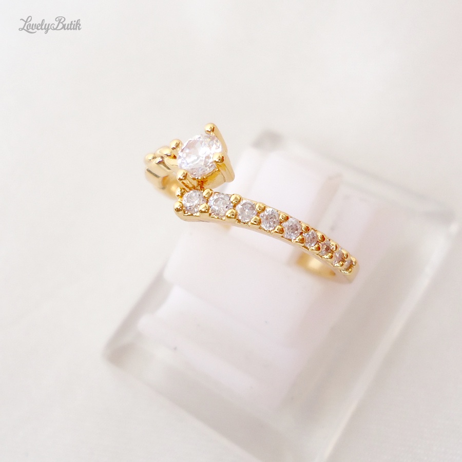 Cincin Xuping Lapis Mas 24K Wanita Model Mata Satu Mewah Korea Shan3 - Lovelybutik