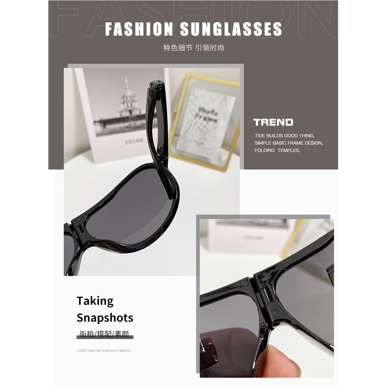 Kacamata Hitam Lipat Wanita Pria Sunglasses Anti UV Unisex Model Terbaru Kaca Mata Fashion Korea KM 12