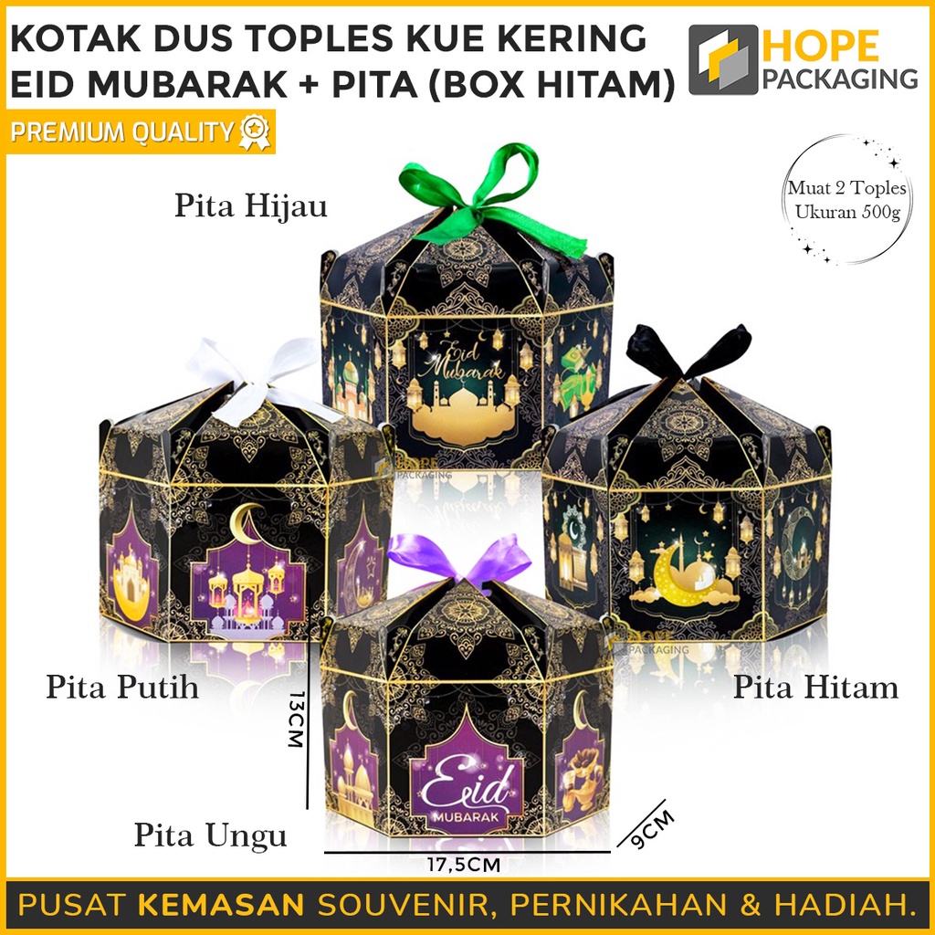 Kardus Dus Lebaran muat 2 Toples 500gr Gable Box Hampers Kue Kering idul fitri gratis pita / hampers souvenir