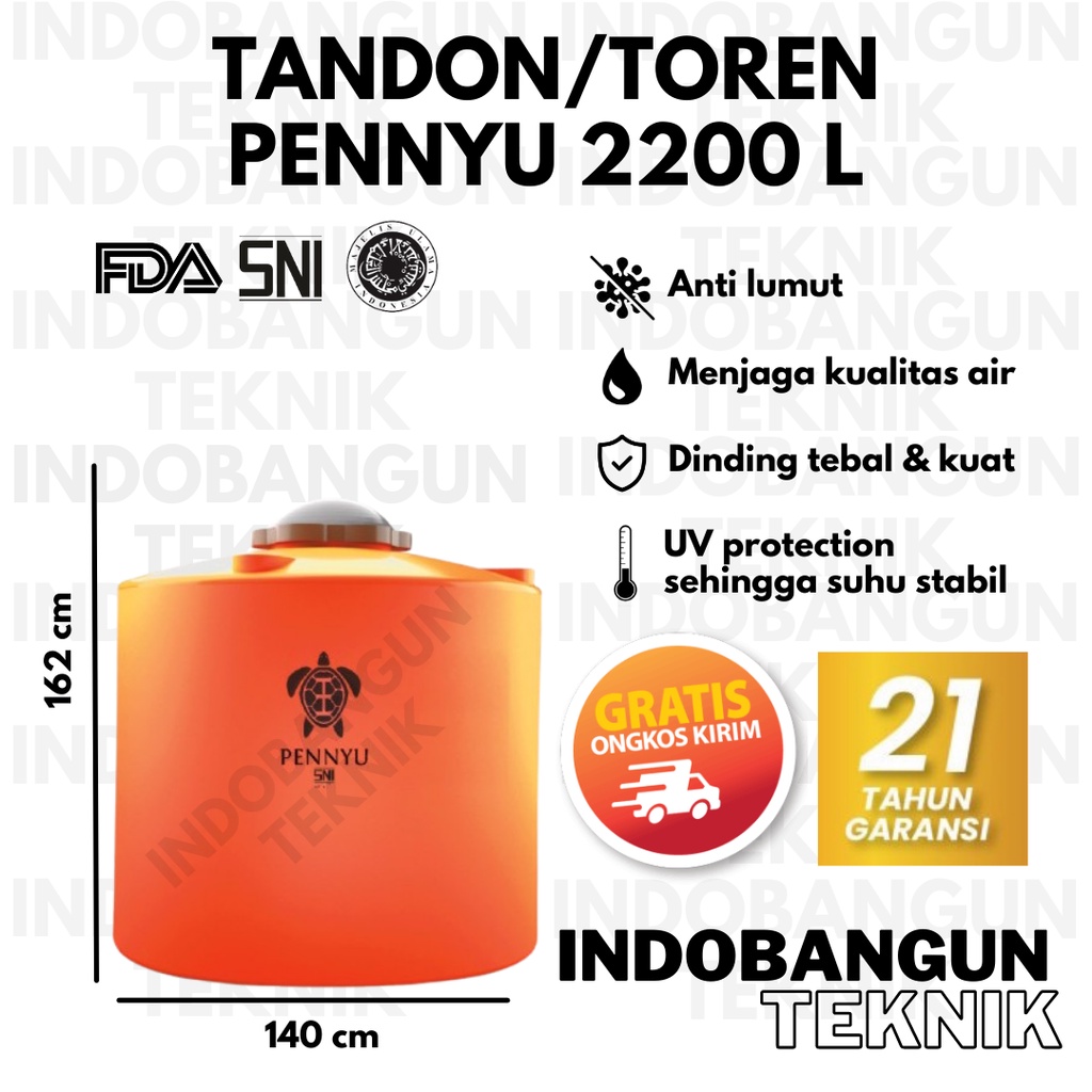 Toren Tangki Tandon Air Pennyu 2000 Liter 2200 Liter Murah Anti Lumut Garansi 21 Tahun Kuat Penyu