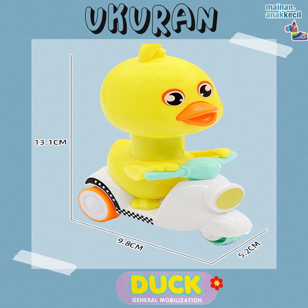 Mainan Anak Pull Back Cute Duck Bebek Naik Motor Pull Back Bebek Mainan Tekan Press