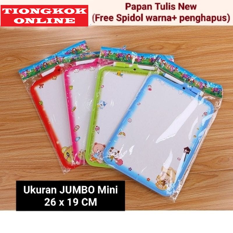 

Papan tulis New Free Spidol + Penghapus / Edukasi Gambar White Board Mini JUMBO 26 X 19CM