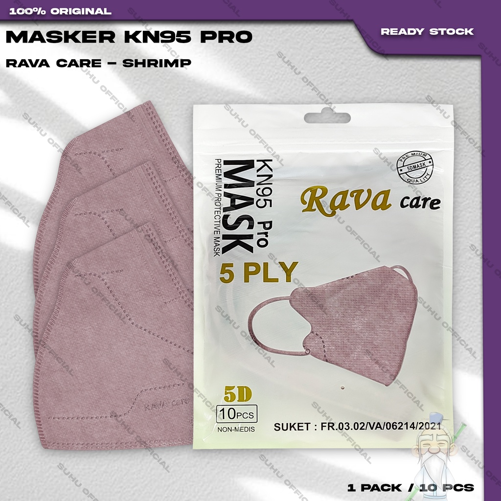 Masker KN95 PRO RAVA CARE 5Ply Isi 10Pcs Shrimp Hybrid KN 95 5 Ply Earloop Surgical Mask