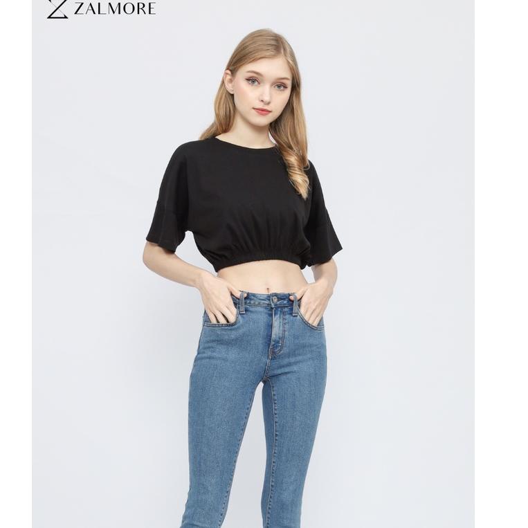 TERBARU Zalmore Oversize Crop T-Shirt Premium - Kaos Oversize Wanita