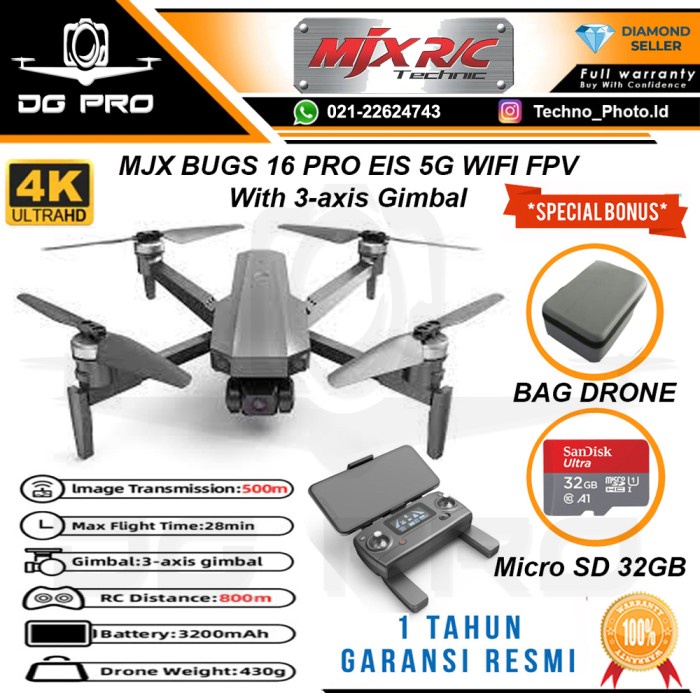 MJX Bugs 16 Pro EIS 5G WIFI FPV with 3 Axis Gimbal GPS DRONE B16 PRO