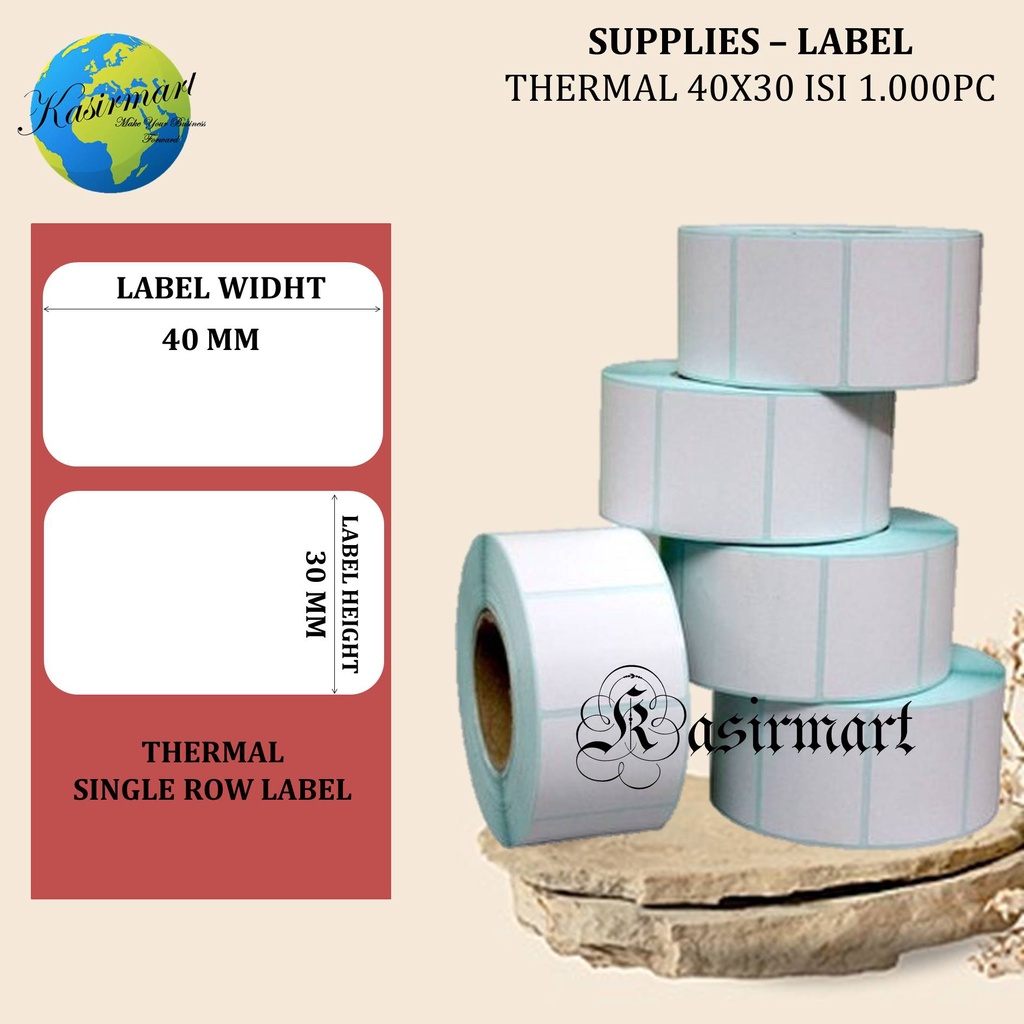 Thermal Label Sticker 40x30 1 Line isi 1000 Stiker Barcode Mixue 40x30 Core 1 Inch