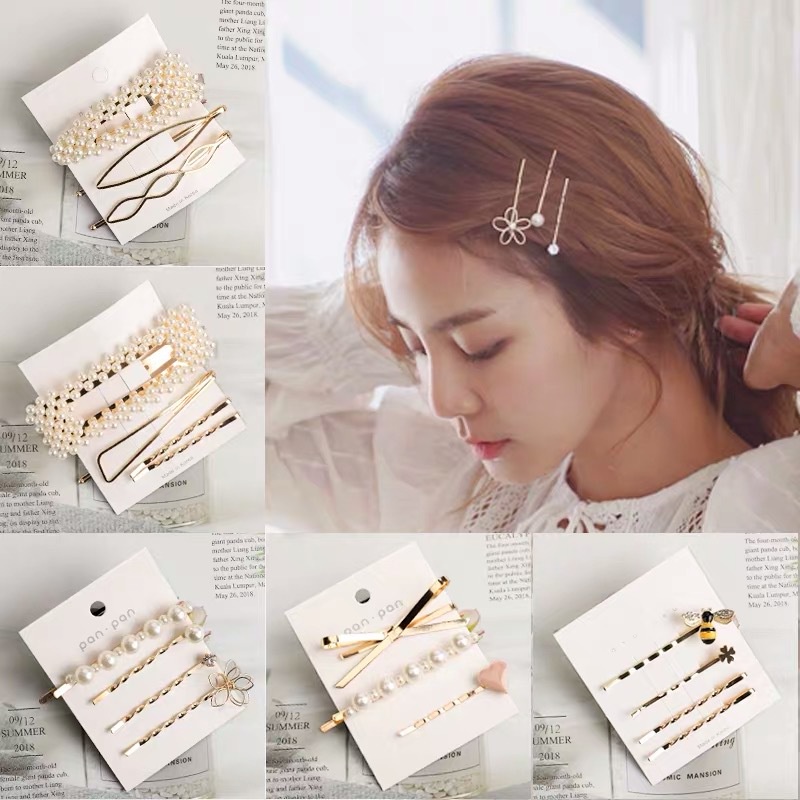 RSB JR158 Jepitan Rambut 4IN1 Bobby Pin Hairclip Hairpin Jepit Rambut Wanita Mutiara Style Korea