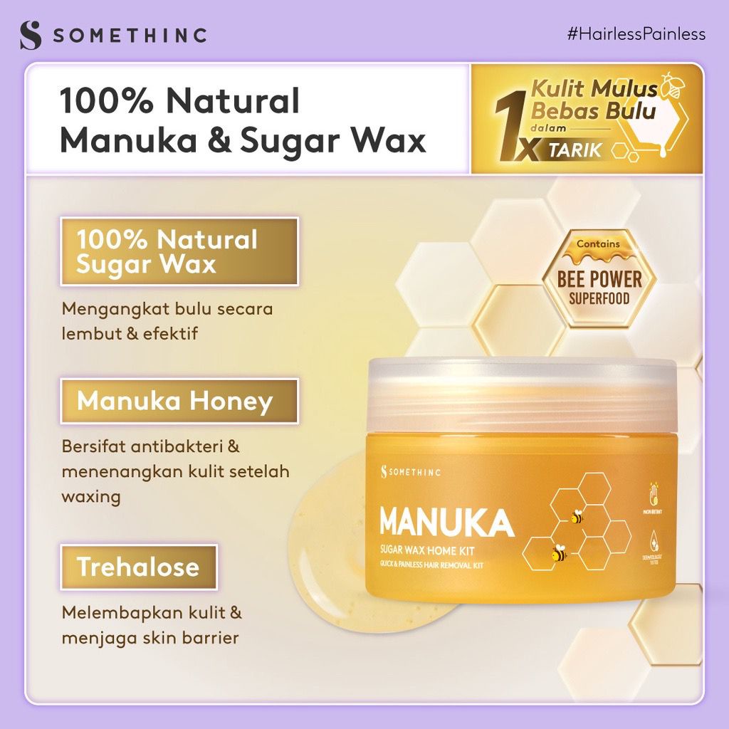 BPOM SOMETHINC Manuka Sugar Wax Home Kit (Waxing Natural untuk Tubuh Bulu Ketiak)