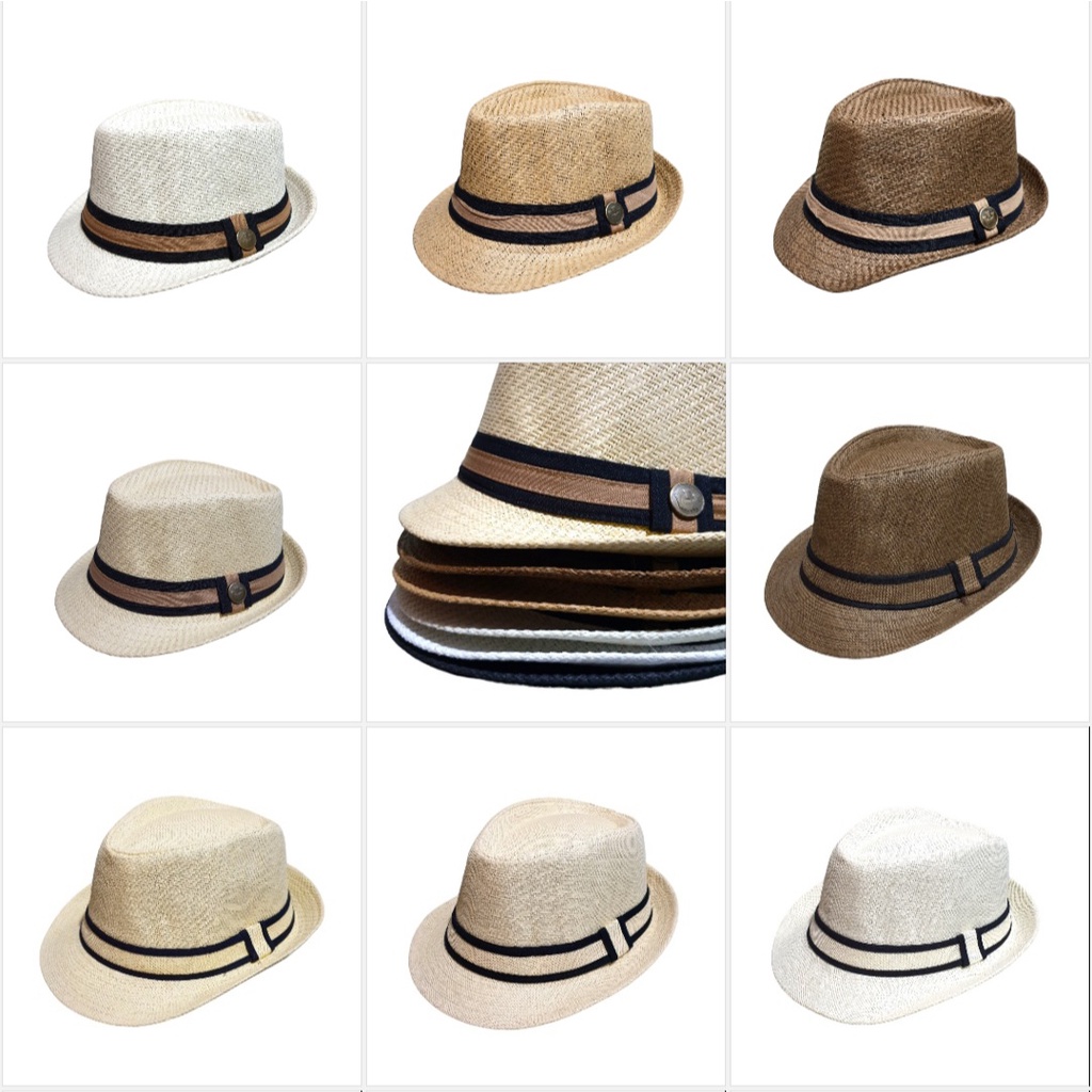Topi Fedora Motif Hat Fedora Hat Lis Hitam
