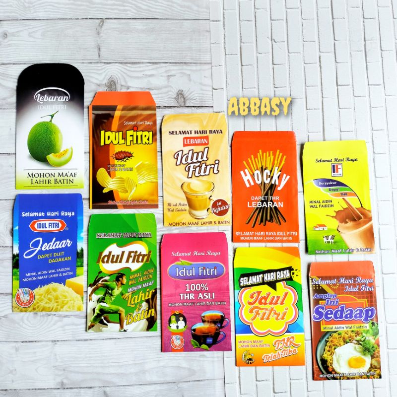 

Amplop ampau lebaran Motif Snack medium karakter DFA isi 100 Lembar Mix 10 karakter