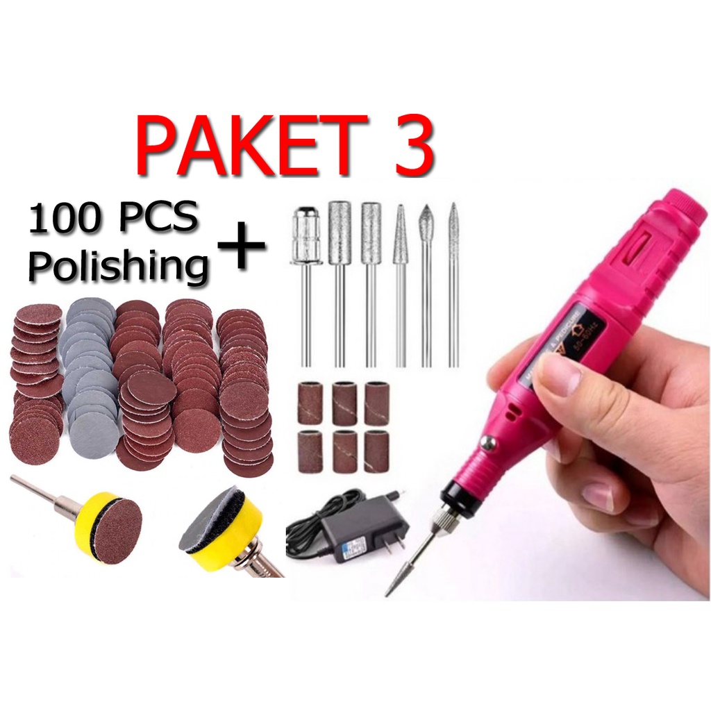 Bor mini Grinder Grafir Potong Kuku Manucure Pedicure Mesin Set