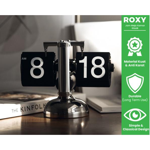 Terlaris Roxy Vintage Retro Table Flip Clock Desk Jam Meja Klasik Kamar