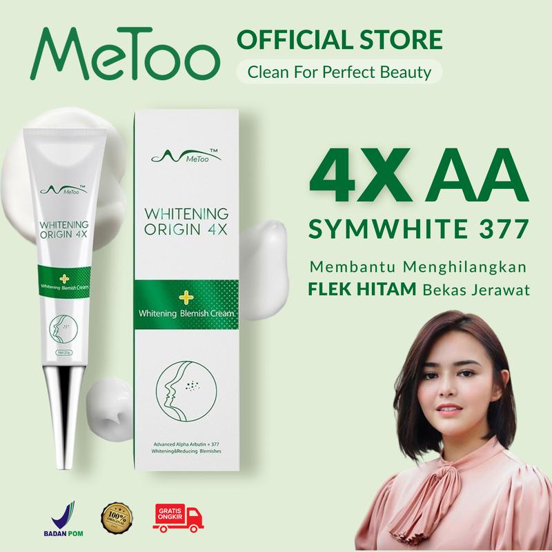 (BPOM) Metoo 4X Whitening Origin Blemish Cream 20g | Symwhite 377 | Advanced Alpha Arbutin | Menghilangkan Bekas Jerawat | Noda Hitam