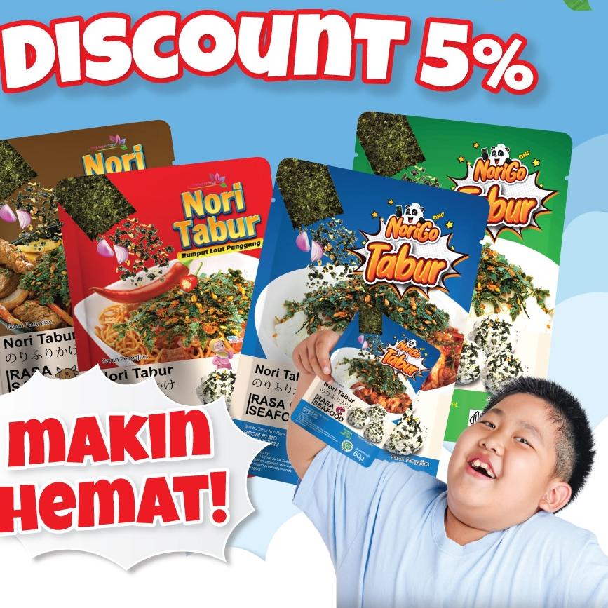 

۞ [Paket Promo] Nori Tabur Rumput Laut Panggang - Original, Sapi, Pedas, seafood 60g ➢