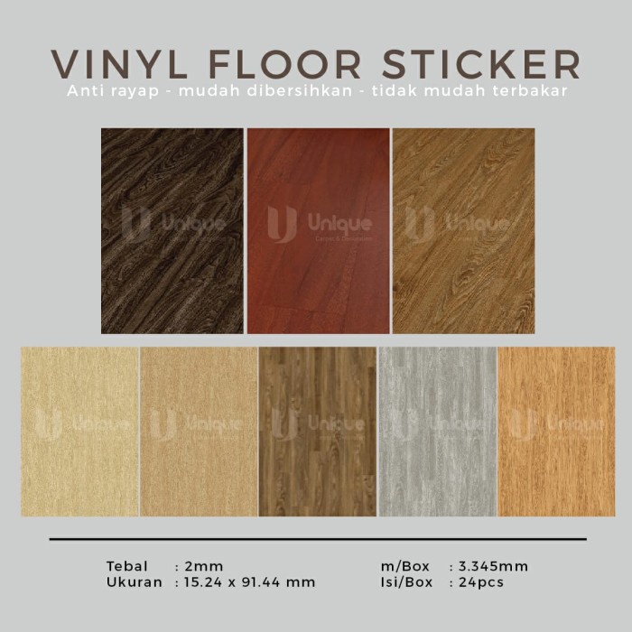 Floor Vinyl Lantai Plank Marvel Easy Motif Kayu Murah/Tebal 2Mm/Uk. 3.35M2