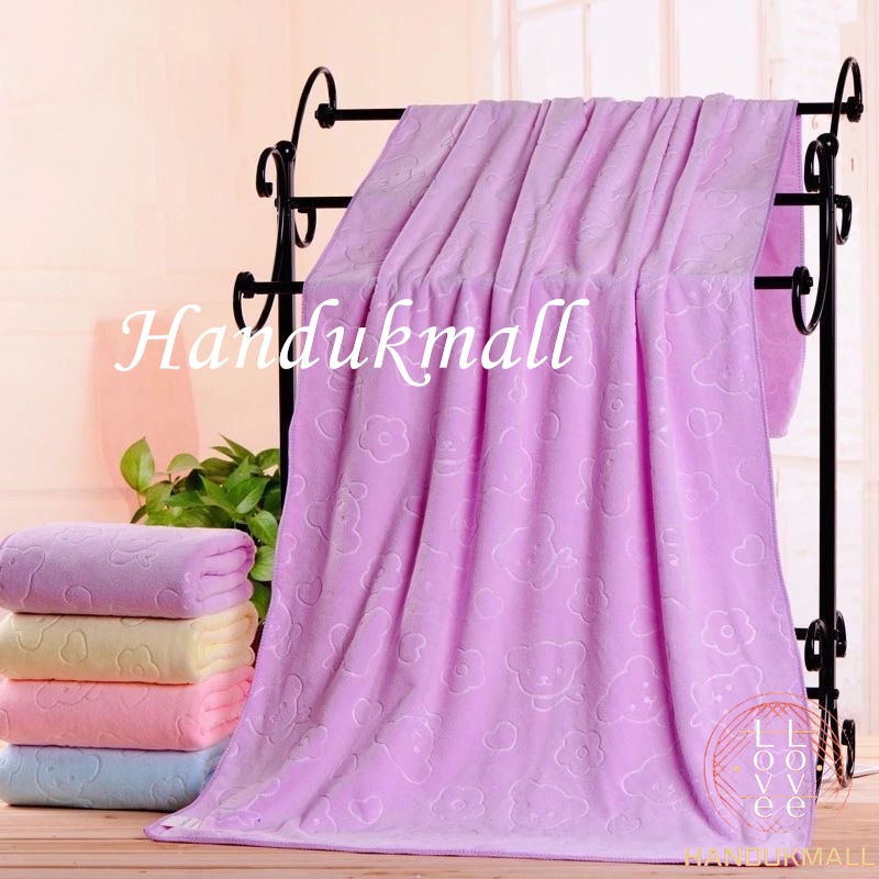 Handuk Mandi Dewasa  Anak  Ukuran  70x140cm Bahan Lembut Daya Serap Tinggi Motif embos bear