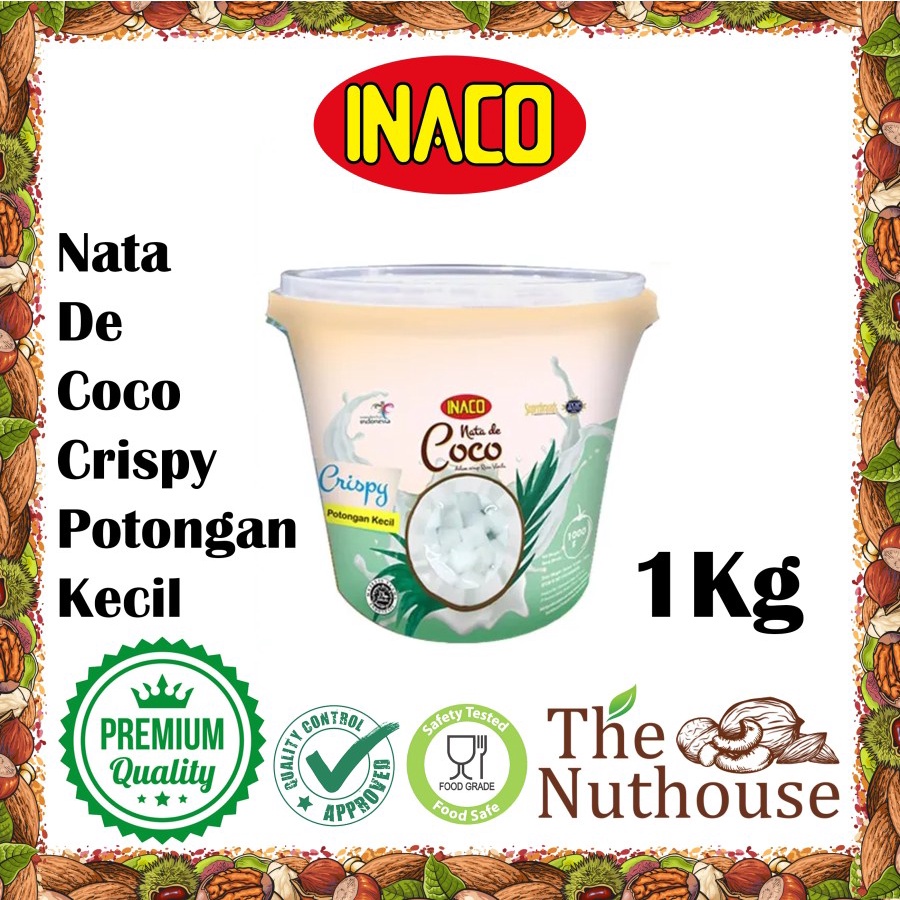 INACO Nata De Coco Crispy Small Cut 7.5mm / Potongan Kecil 1 Kg Halal