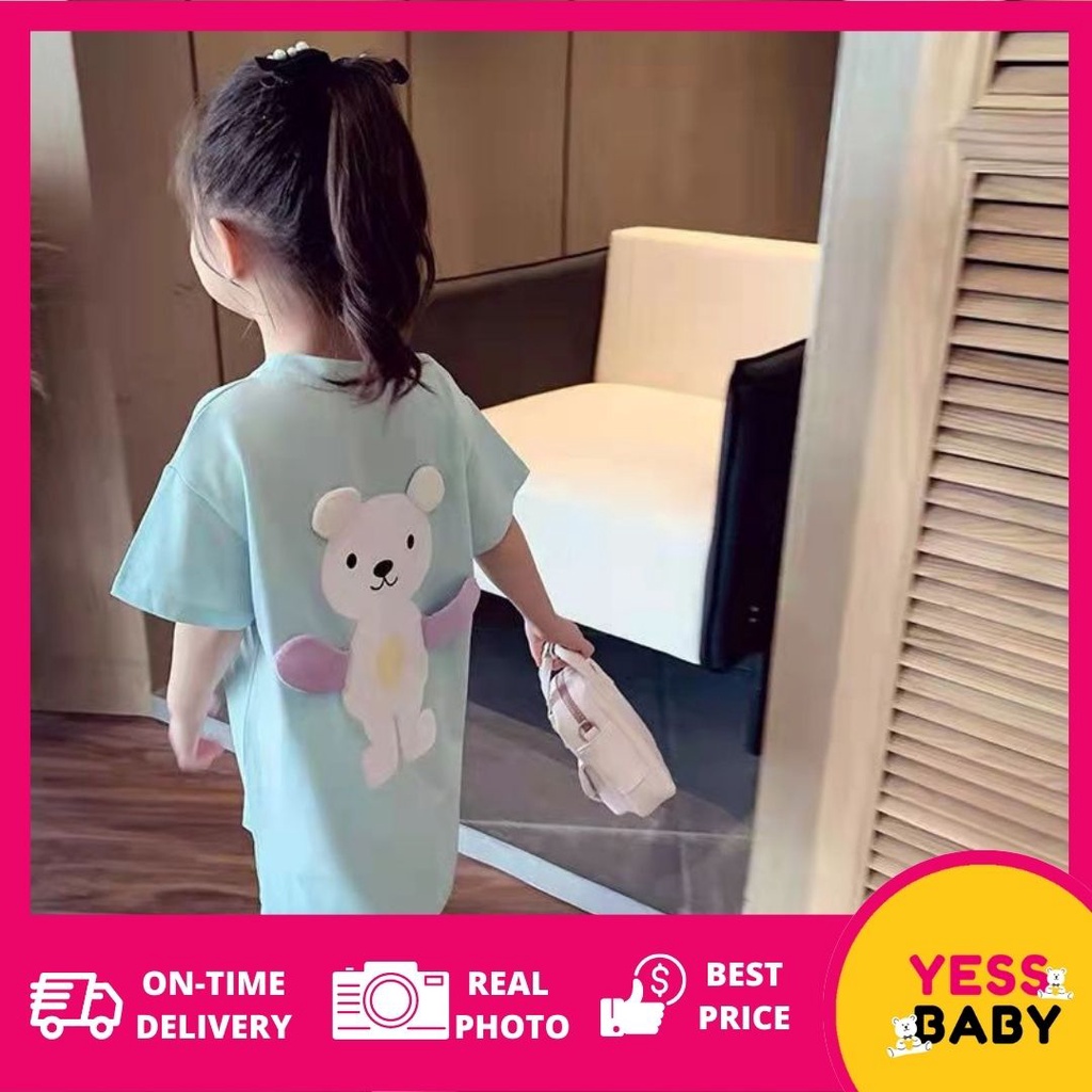 yessbaby HELLOBEAR gaun anak perempuan/Baju anak perempuan/rok bayi/Kaos dress anak moktif beruang cute import