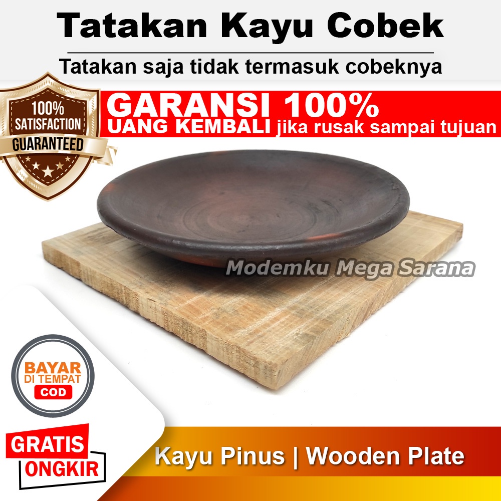 Kayu Tatakan Alas Cobek Sambal Gami Lepek Wooden Plate - 20x20 cm