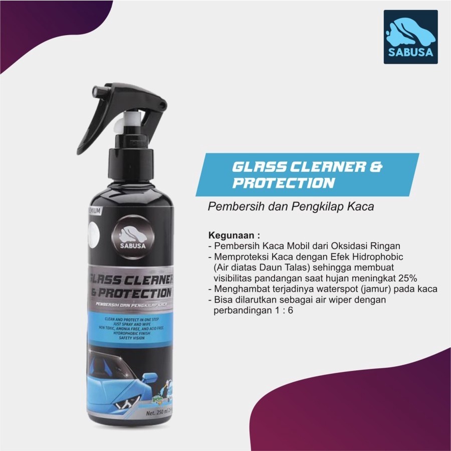 Sabusa Obat Pembersih Pengkilap Kaca Mobil Helm Motor Talas Glass Cleaner &amp; Protection Anti Jamur