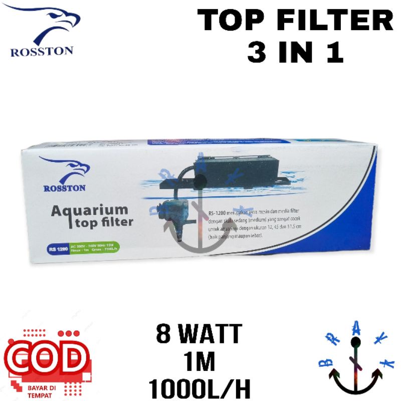 Filter Pompa Komplit Top Filter Box Aquarium 3 In 1 Rosston SP 1200 Garansi (BOX LEBIH BESAR)