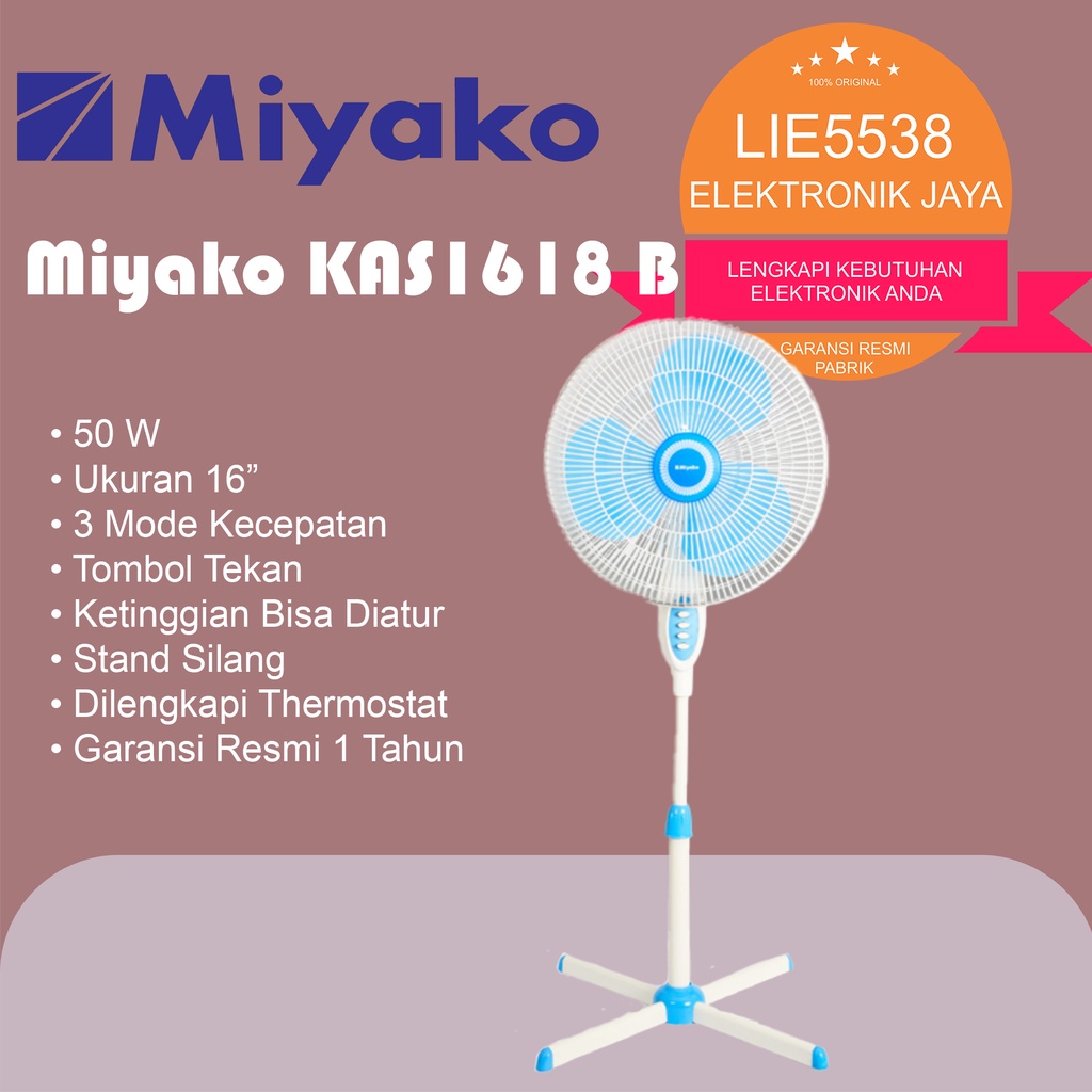 Kipas angin MIYAKO KAKI SILANG KAS 1618 B/KAS1618B stand fan